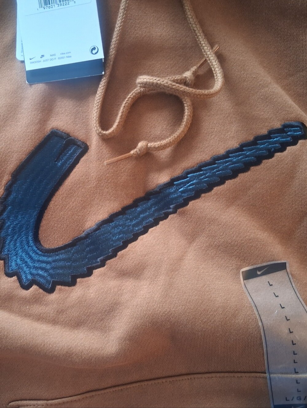 Nike SB Brown/Tan Pullover Hoodie with Black WRECKING BAR Swoosh - Picture 3 of 3